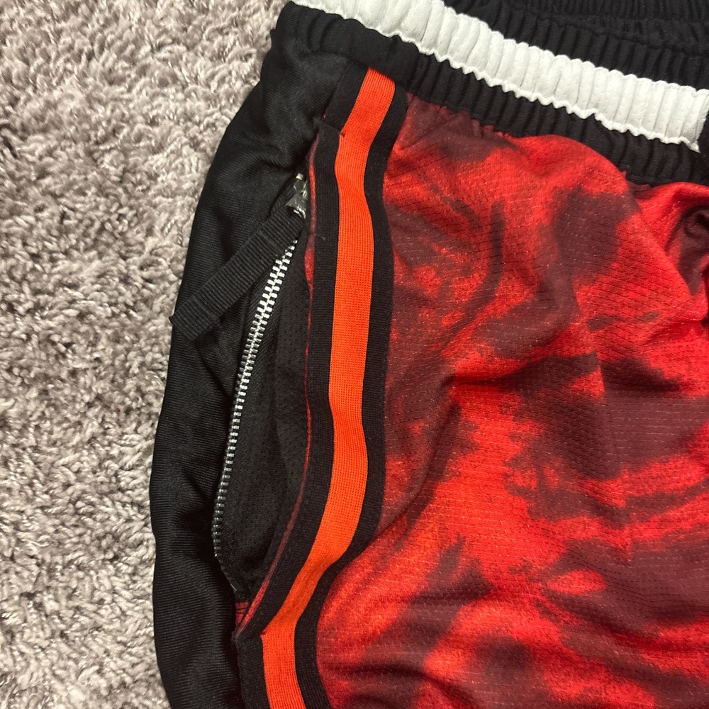 Red and Black Tie-Dye Nike Skeleton Shorts - Picture 2 of 5